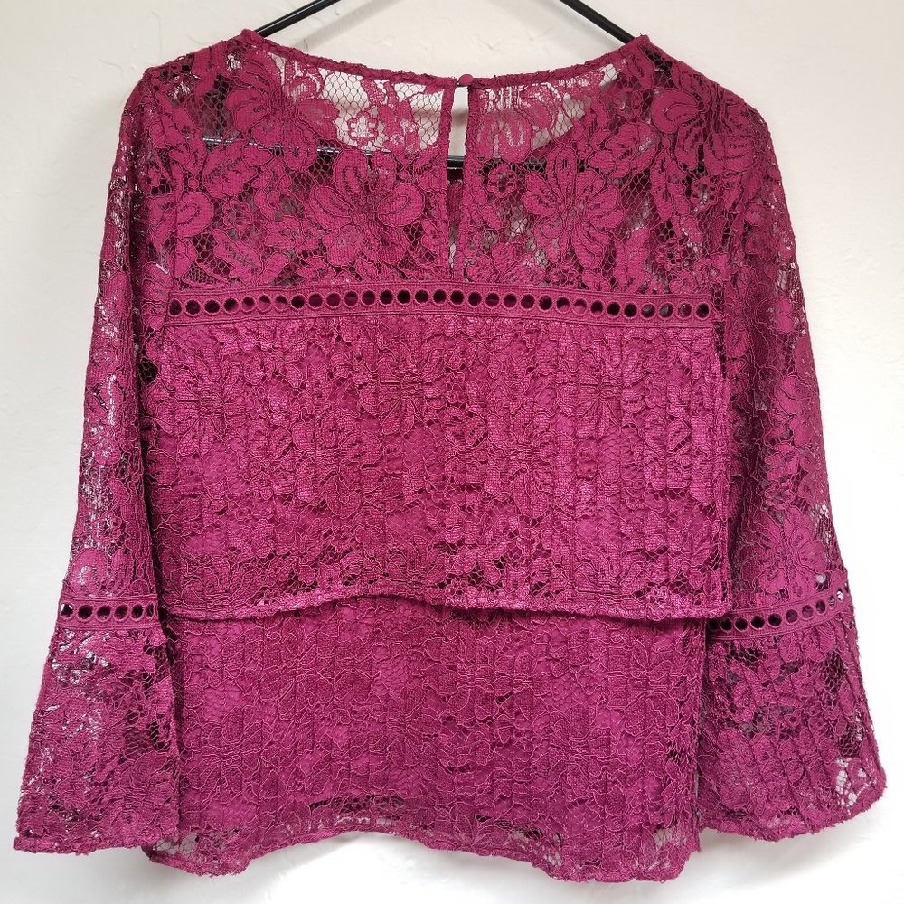Laundry by Shelli Segal Lace Tiered Blouse Small - Picture 3 of 10